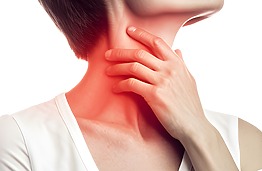 Painful neck. Concept of sore throat, pharyngitis, laryngitis,etc. AI generated