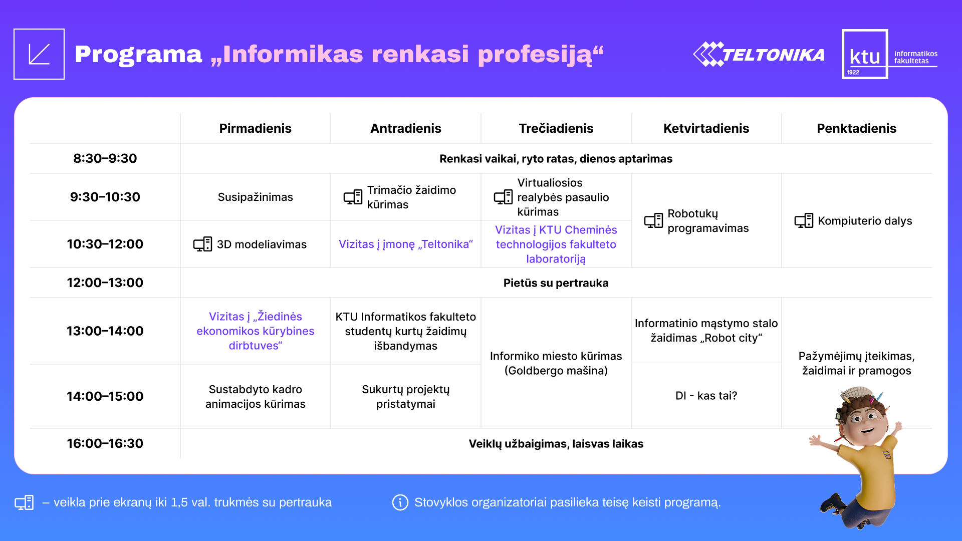 Vasaros sotvyklos programa